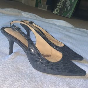 Navy Calvin Klein snakeskin heel